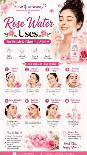 The secret way to use rose water for glowing skin #rosewater #brightskin #healthy