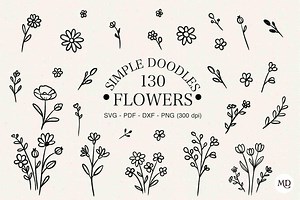 Boho Doodle Flower SVG Bundle: Floral Outline Stamps (digital Download) - Etsy