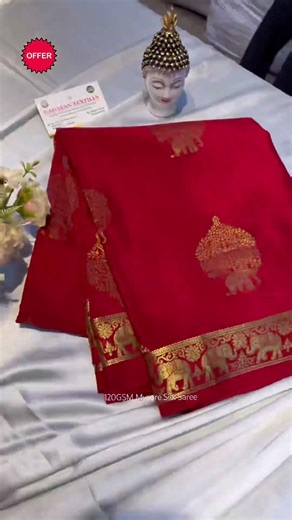 ❤️✨Red Mysore Silk Saree Trending 120gsm #silkmarkcertified #mysoresilk #ytshorts #banarassarees