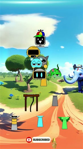 Construction Challenge Incredibox Sprunki Fold the puzzles correctly Sky, Vineria, Fun Bot, Gray,