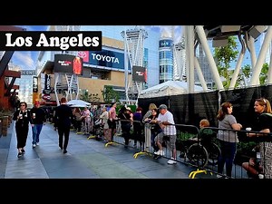 Downtown Los Angeles Virtual Walking tour - California, USA | L.A. Live, Figueroa Street | 4K
