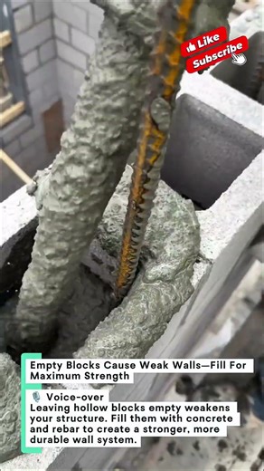 Empty Blocks Cause Weak Walls—Fill For Maximum Strength #construction #masonry #concrete