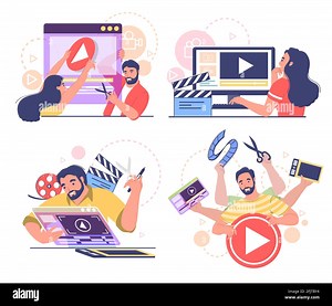 Motion graphic video designer, animator character set, flat vector illustration. People creating computer animation Stock Vector Image & Art - Alamy