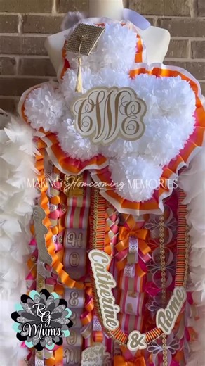 RG Mums on Instagram: "Texas Shape Homecoming Mum Senior Custom Color Pink & Orange HOCO Ribbon #hoco2026 #classof2027 #texas #pinkmum"
