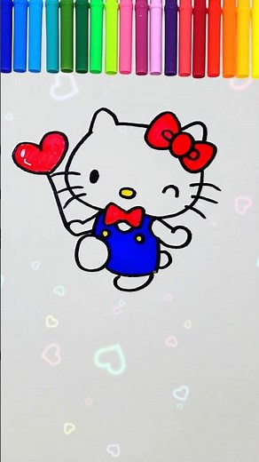 Cute Hello Kitty Drawing with Hearts | Easy Kawaii Art for Kids
