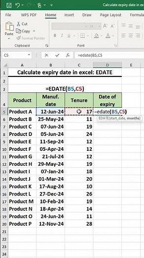 EDATE = smart date trick ⚡No more manual date calculation 😵Plan deadlines easily 🚀