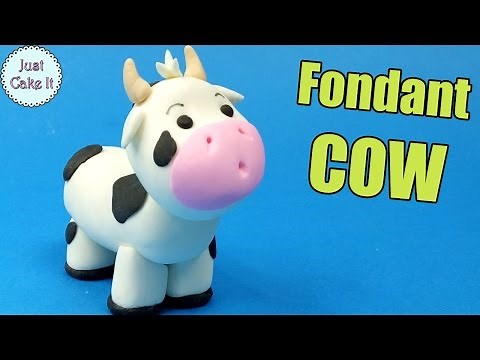 How to make Fondant COW cake topper tutorial