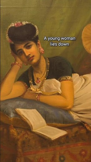 A reclining nair lady - by Raja Ravi Varma ✨ #indianart #ancientindia #rajaravivarma