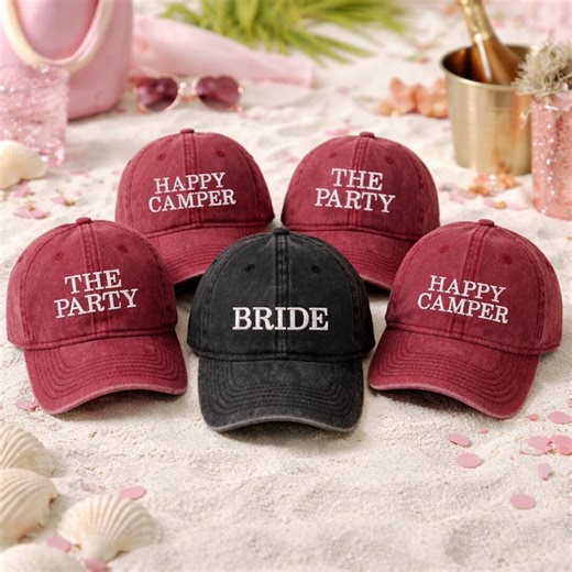 Embroidered Bachelorette Hats, Personalized Bride Squad Baseball Cap, Bachelorette Camp Hat, Gift for Bridal Shower, Custom Matching Hats - Etsy
