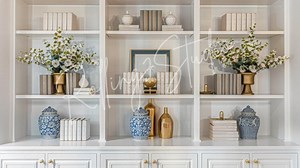 Blue Bookcase Zoom Background: Modern Office Virtual Backdrop (JPG) - Etsy