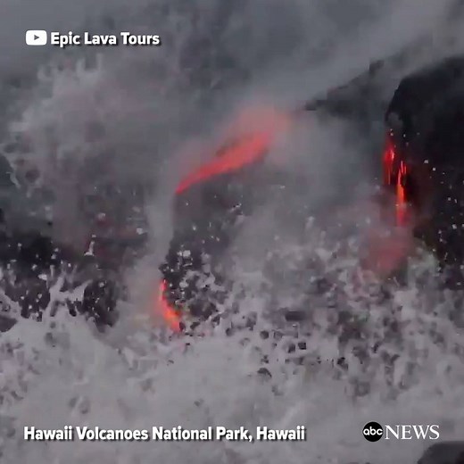 Mesmerizing footage shows lava flowing down from Hawaii’s Kilauea Volcano into the ocean, creating explosions when lava hits cold sea water. http://abcn.ws/2t9anG4 | ABC News