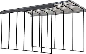 Arrow Carports Galvanized Steel Carport, RV Metal Carport Kit, 14' x 29' x 14', Charcoal