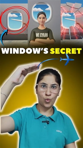 WeGyaan on Instagram: "Why Airplane Windows Are Round, Not Square? Ever wondered why airplane windows are round and not square? In the 1950s, many airplanes mysteriously broke apart mid-air. Investigations revealed a shocking design flaw — square windows. At high altitudes, the pressure difference between inside and outside the aircraft caused extreme stress at sharp window corners, leading to cracks and failures. Engineers solved this by switching to rounded windows, which distribute stress eve