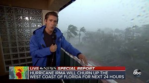 UPDATE ON IRMA: David Muir gives latest debrief on Hurricane #Irma as the storm is less than five miles away from his position, this as ABC's Matt Gutman describes the intensity of the wind and rain pounding the area. Complete coverage later on #WorldNewsTonight. abcn.ws/2gUhMqE | ABC World News Tonight with David Muir