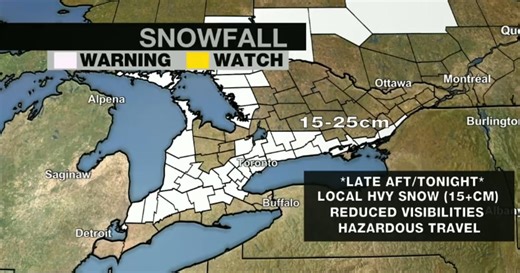 ‘Significant snowfall’ warning issued for Toronto and parts of the GTA
