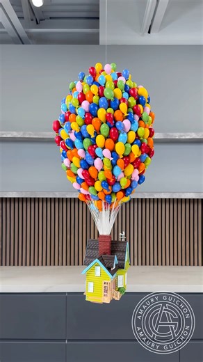 15M views · 733K reactions | Chocolate house UP in the sky!  Can you guess how many balloon’s are there?#amauryguichon #chocolate | Amaury Guichon | Facebook