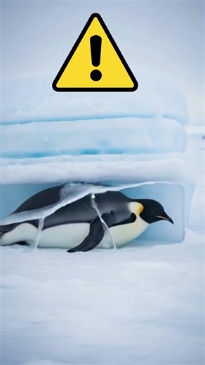 Emperor Penguin Emerging from Deep Ice