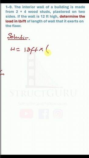 Problem 1-9: Determine the Interior Wall Load on the Floor | Structural Analysis