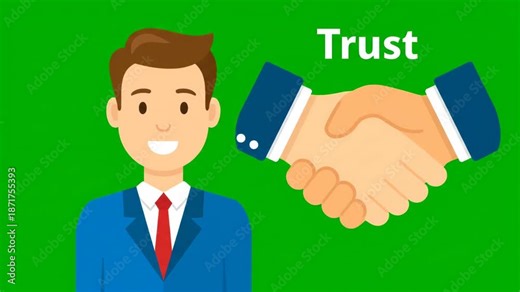 Flat 2D Cartoon Animation of a Trust and Handshake Illustration