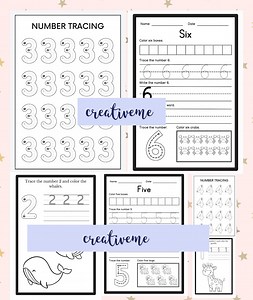 Number Tracing Worksheets 1-10: Coloring & Formation (PDF) - Etsy UK