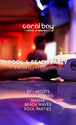 Pool & Beach Parties EVERY FRIDAY! 12 pm onwards. Party all night and day! ☀️ DJ, Island food & drinks, dance entertainment, shisha, pool parties, and beach waves! ☀️ See you all there!  #coralbay #coralbaybh #SummerisbackatCoralBay #CoralBaySummer #SummerisHere | Coral Bay | Facebook