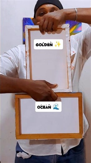 Golden Glow or Deep Blue? ✨🌊 Which nature vibe is your favorite? 😍 #painting #shorts #artreveal