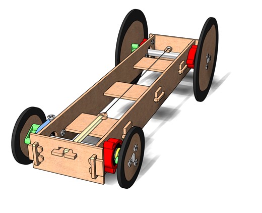 Rubber Band Car Physics -- With Reusable Modular Parts