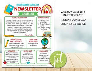 Editable August PTA Newsletter DIY Template, Edit PTO School News, School Newsletter Instant Download - Etsy UK