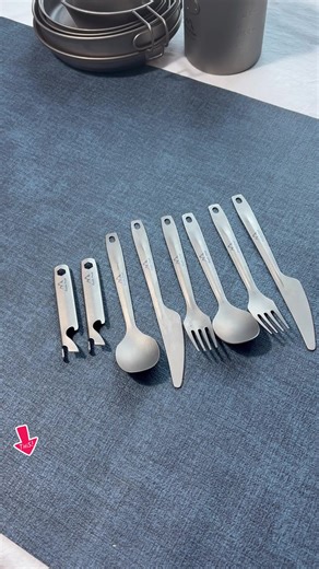 Knife, fork, spoon that can open wine bottles#castlepeak #Titanium #camping #campingcooking #TitaniumSpork
