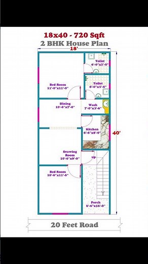 18*40 House Plans || 18x40 house plans with car parking || 18x40 house plans east facing