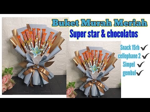 cara membuat buket snack chocolatos & superstar / buket murah meriah