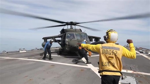 4.7K views · 285 reactions | The U.S. Navy's Arleigh Burke-class guided-missile destroyer USS Barry - DDG 52 conducted deck-landing qualifications with the U.S.ARMY’s 2nd Combat Aviation Brigade while the ship was underway in the waters off the coast of the #KoreanPeninsula Sept. 26. #FreeandOpenIndoPacific #PresenceMatters | U.S. 7th Fleet | Facebook
