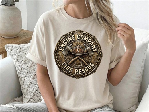 Firefighter Badge Tshirt PNG, Engine Company Fire Rescue Design, Vintage Firefighter Logo, Fire Dept Shirt PNG, Sublimation Digital Download - Etsy