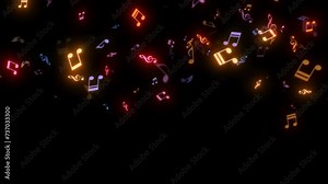 falling color musical notes backgrounds alpha loop Stock Video