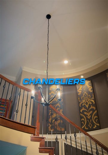 💡 From Bare Ceiling to Brilliant Chandeliers – 20ft Up! 🛠️🔥 Check out this before-and-after transformation! We installed these stunning chandeliers at 20 feet high using scaffolding, precision tools, and strict safety protocols. 💪⚙️ Installing high ceiling lights and ceiling fans isn’t just about style—it’s about doing it safely and professionally, especially at this height. ✅ Secure scaffolding setup ✅ Expert chandelier and fan mounting ✅ Safe, durable, and code-compliant installation ✅ Cle
