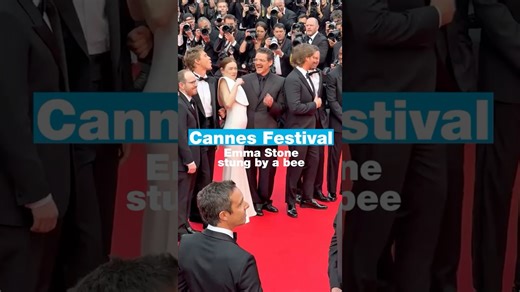 Emma Stone stung by a bee on the red carpet