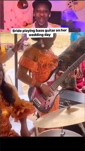 Wow! A bride playing the bass guitar on her wedding day and her younger sister playing the drums. So lovely #orobosaphil #siblings #instrumentalist #sisters #bassguitar #drummer | Orobosa Phil