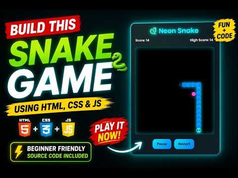 😱 I Built This Neon Snake Game with Only HTML, CSS & JS