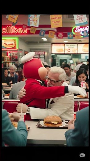 Jollibee & Colonel Sanders: From Rivals to BFFs! 🤝💛 #jollibee #cutecartoons