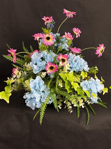 Baby Blue Hydrangea Arrangement: Farmhouse Spring Centerpiece, Realistic Floral Decor - Etsy
