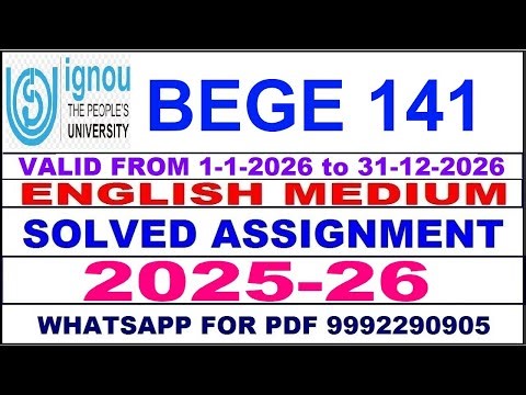 BEGE 141 solved assignment 2025-26 in English || bege 141 solved assignment 2026 || bege141 2025-26