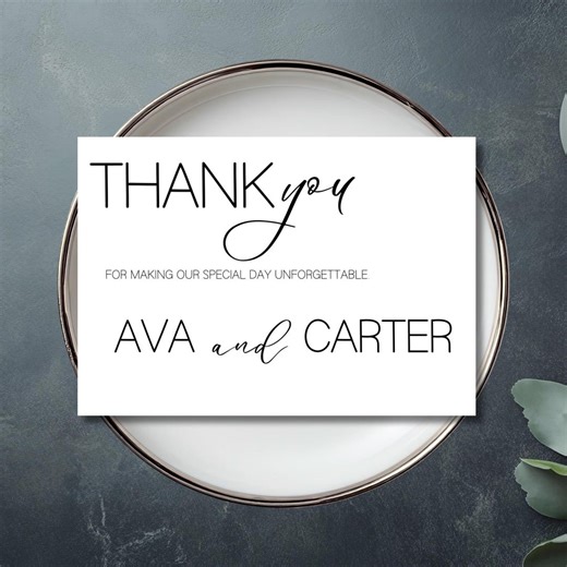 Wedding Thank You Card Modern Minimalist | DIGITAL TEMPLATE | Stationary Party Invitation | Personalized WB1 - Etsy