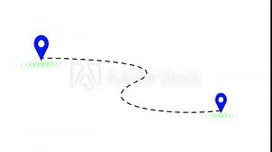 Location map pin pointer on GPS Map tracker animation. Appearing pointer for a map. Point of interest. Sign and pin to indicate the route and location on the video maps Animation