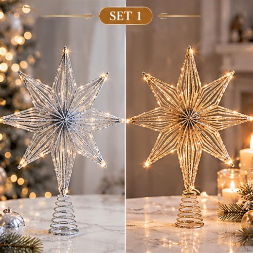 Gold Hollow Carved Star Tree Topper With LED Lights – Festive Ornament Decoration - Etsy