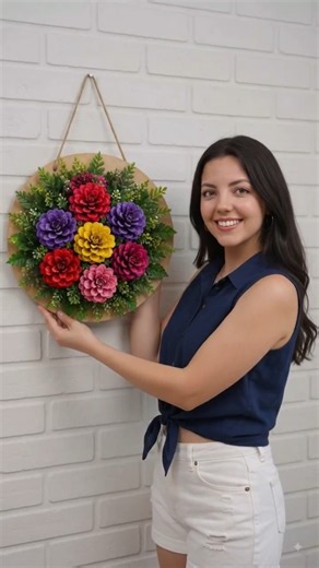 ​How to Make a Colorful Painted Pinecone Flower Wreath | Easy DIY Home Decor