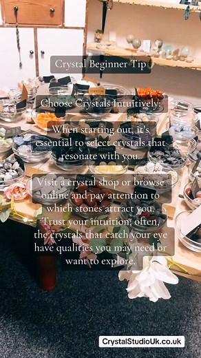 Crystal Beginner Tip! Double tap if you found it useful. Getting started with crystals can be an exciting and rewarding journey! Here’s a simple guide to help you begin: 1. Research and Learn: Start by reading about different types of crystals, their properties, and uses. Books, online resources, and community forums can be great sources of information. Follow us we share daily info! 2. Choose Your Crystals: Select a few crystals that resonate with you. Common beginner options include Amethyst, 