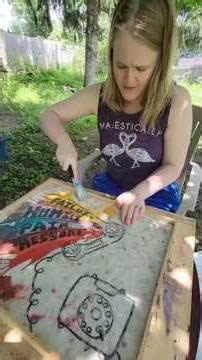 Scraping off wax from a canvas I used in college to turn it into something better #artist #painting