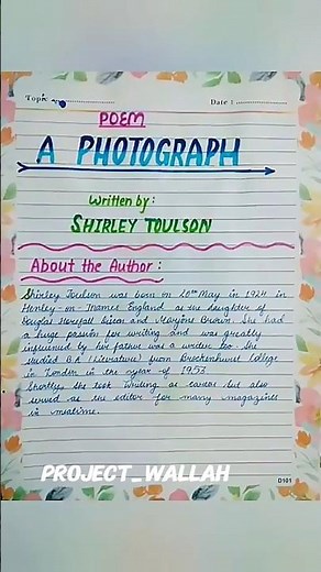 Class 11 English Project File || A Photograph | Project on A Photograph.