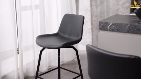 LUE BONA 360° Swivel Bar Stools Set of 4, 26 Inch Counter Height Bar Stools, Modern Faux Leather with Enlarged Seats, Metal Legs for Kitchen Island, Dining, Black