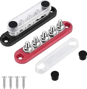 12v Bus Bar Power Distribution Block, 150A Busbars with 5 x 1/4" Studs for Marine Car Audio Solar System